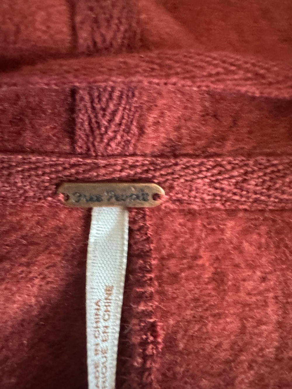 Free People rust-red hooded open cardigan - Picture 3 of 5